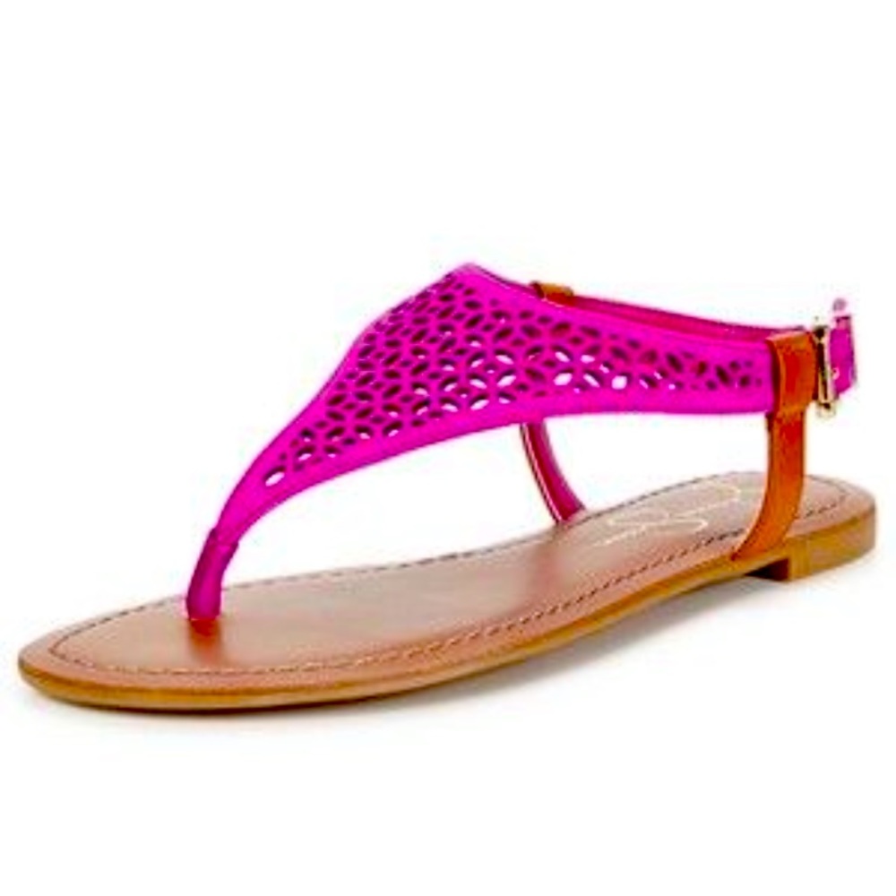 Jessica Simpson Pink and Brown Sandals Size 8-8.5